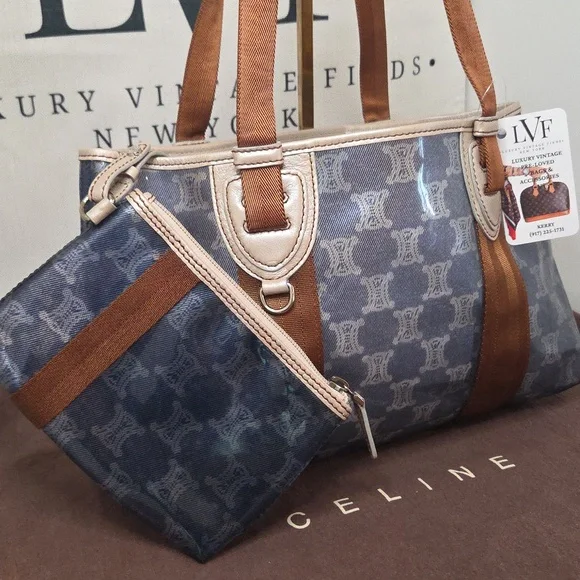 Celine Macadam Triomphe tote PVC/Leather& Pochette Early 2000s excellent cond - Picture 4 of 15